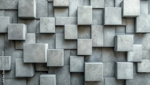 Obraz Abstract Composition of Gray Textured Blocks Arranged in a Geometric Pattern for Modern Interior Design and Architectural Backgrounds