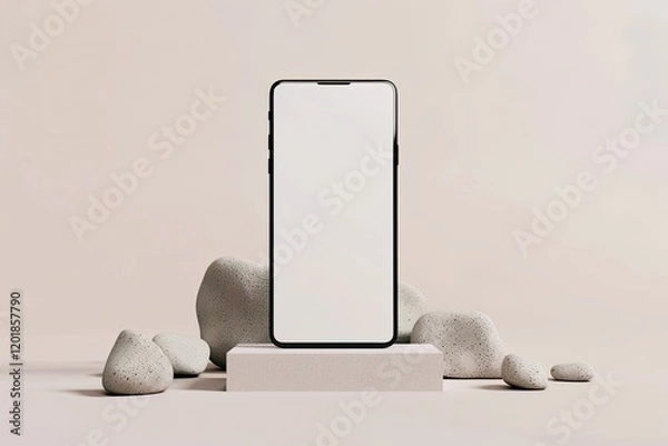 Fototapeta Vibrant Image of Realistic Clay Screen Phone Mockup Isolated Render