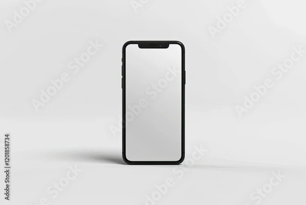 Fototapeta Clear Pixel Picture of Vector Drawing Mockup Phone Matte Black Color on White Background