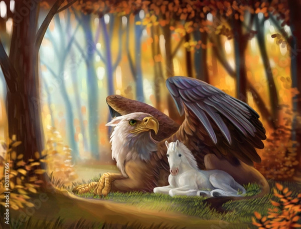 Obraz Грифон и единорог