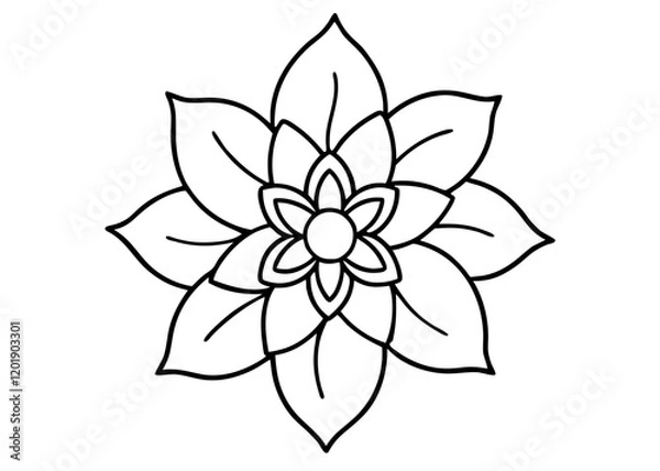 Fototapeta Simple line drawing of a five-petaled flower with minimalist design