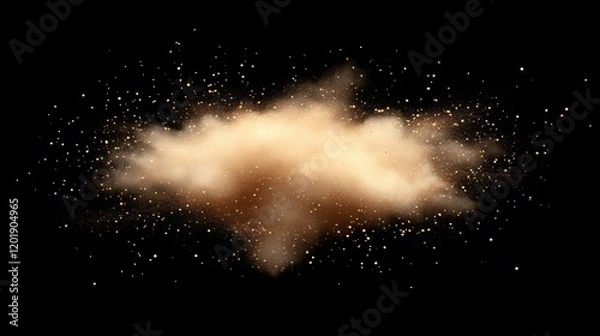 Fototapeta Magical Dust Cloud with Sparkles on Black Background