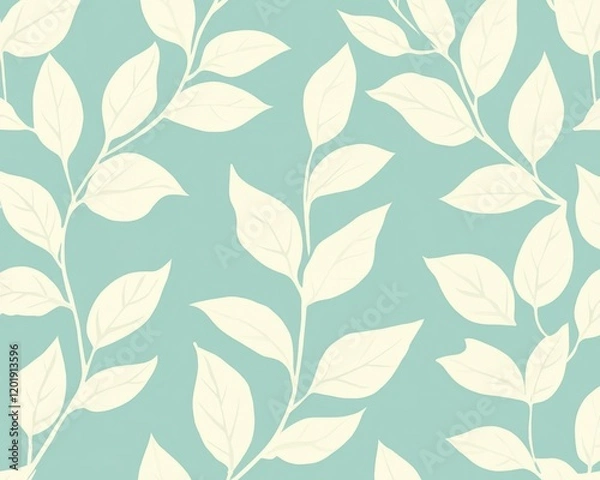 Fototapeta Elegant leaf pattern on a serene background.