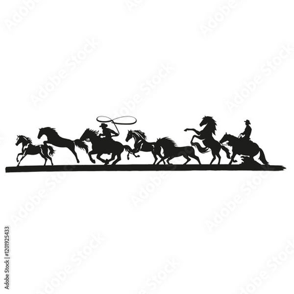 Obraz Horses and cowboy