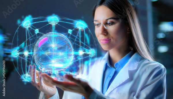 Obraz Exploring quantum models of hands while observing hologram technology in a laboratory setting