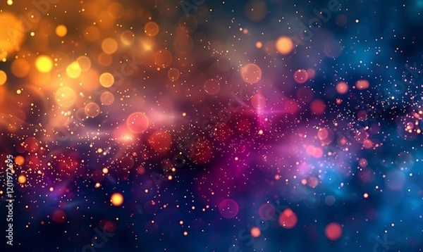 Fototapeta Abstract background with lively, colorful particles in dynamic motion