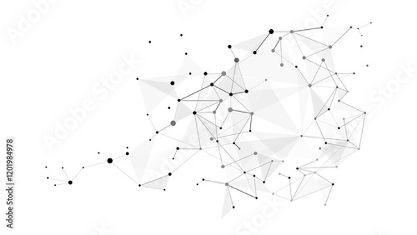 Obraz Abstract quantum global data network background, wireframe connected dots and triangle polygonal for worldwide business and internet technology vector illustration concept, internet of things
