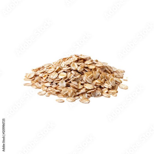 Fototapeta Oatmeal Grains: Close-up shot of a pile of raw rolled oats, highlighting their natural beige color and textured surface. This image evokes a sense of wholesomeness and nutritious goodness.