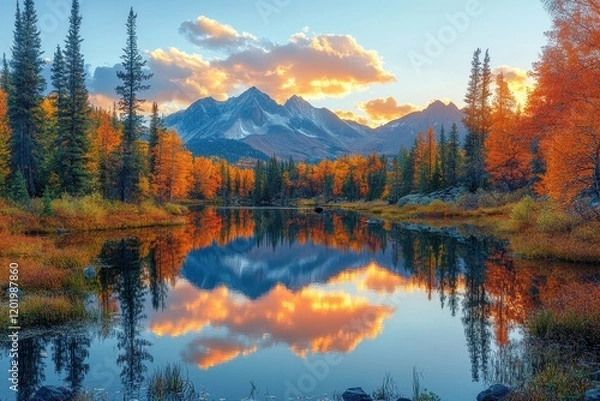 Obraz Colorful autumn foliage in San Dimas, Colorado with scenic mountain views