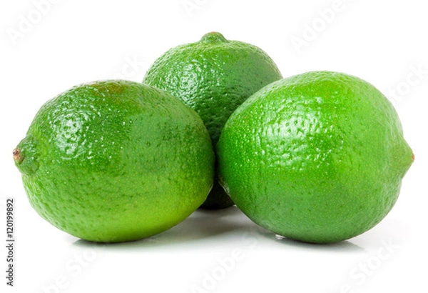 Obraz three lime isolated on white background close up