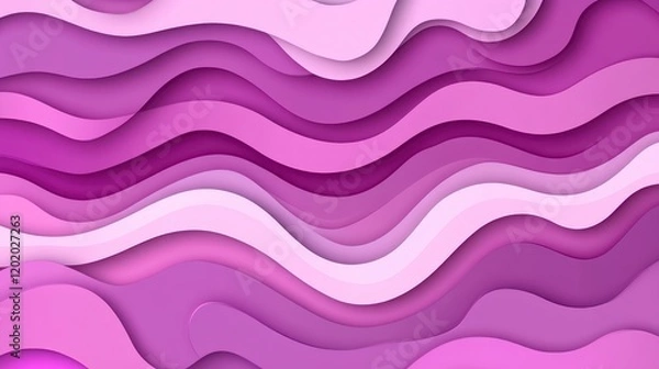 Fototapeta Abstract Purple Wave Background Layered Papercut Style Design Violet Hues Fluid Curves