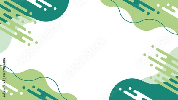 Obraz 抽象的　幾何学　フレーム　緑　黄緑　液体シェイプ　ベクター