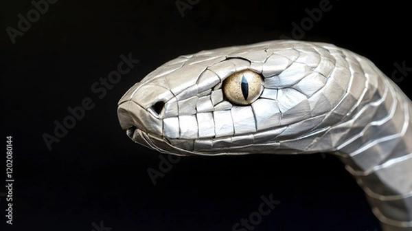 Fototapeta Metal Sculpture of a Serpent with Intricate Details