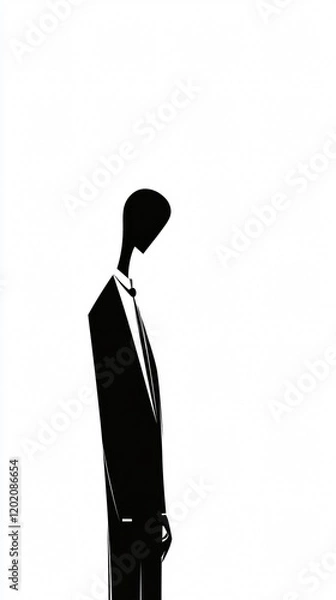 Fototapeta Abstract Silhouette of a Man in a Suit: A Minimalist Depiction of Modern Corporate Life