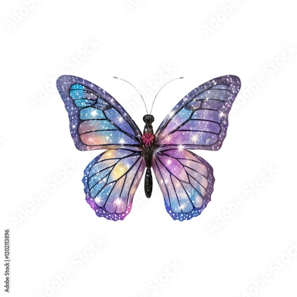 Fototapeta Cosmic Butterfly: A mesmerizing butterfly with iridescent wings that resemble a swirling nebula. Its captivating beauty is a symbol of transformation, hope.