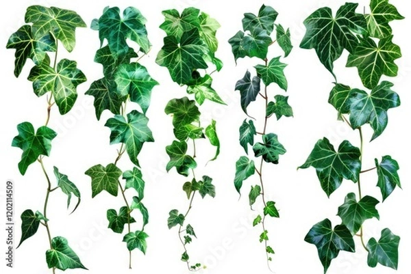 Fototapeta High Definition Picture of Green Leaves of Javanese Treebine, Isolated on White Background