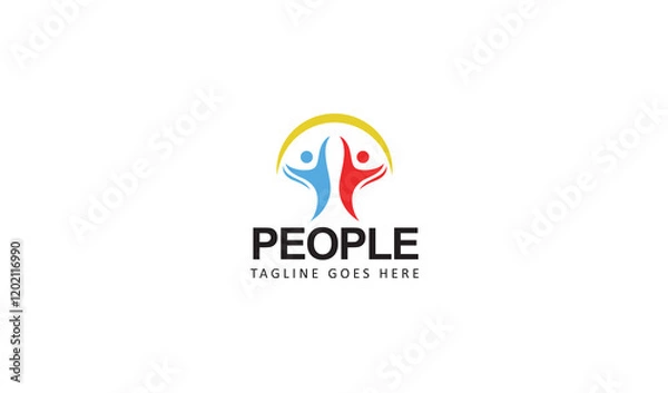 Fototapeta People Enjoying Logo Design with unique Idea