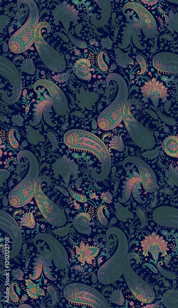 Fototapeta Abstract seamless traditional paisley bunch pattern