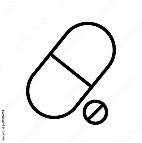 Fototapeta Icon Line - tablet and capsule medicine for health