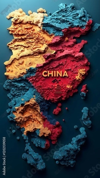 Fototapeta Contemporary Gradient Map of China