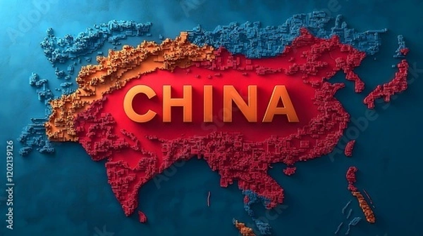 Fototapeta Contemporary Gradient Map of China