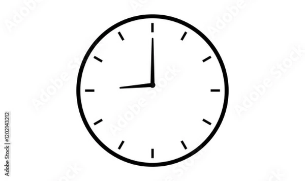 Fototapeta 9 o clock isolated transparent vector icon symbol, clock icon, 