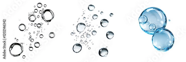 Fototapeta Various Sizes of Transparent Bubbles on a Black Background