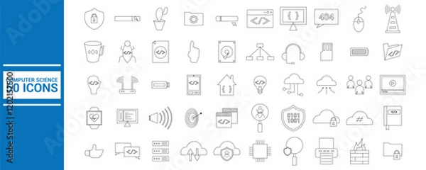 Fototapeta Computer Science Line Icons. Easy To Edit. EPS 10