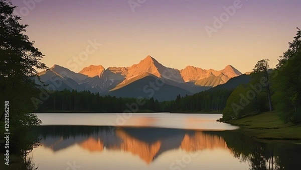 Obraz sunset over the lake