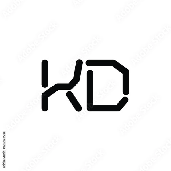 Fototapeta KD monogram logo design letter text name symbol monochrome logotype alphabet character simple logo