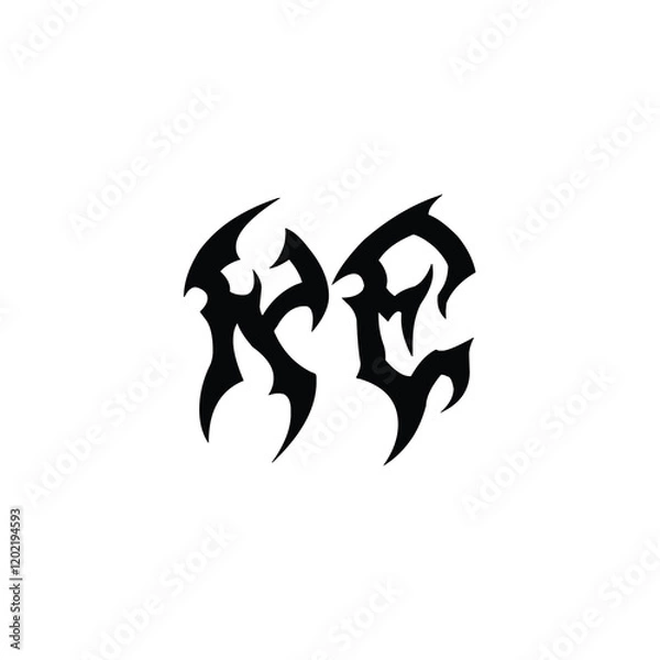 Fototapeta KE monogram logo design letter text name symbol monochrome logotype alphabet character simple logo