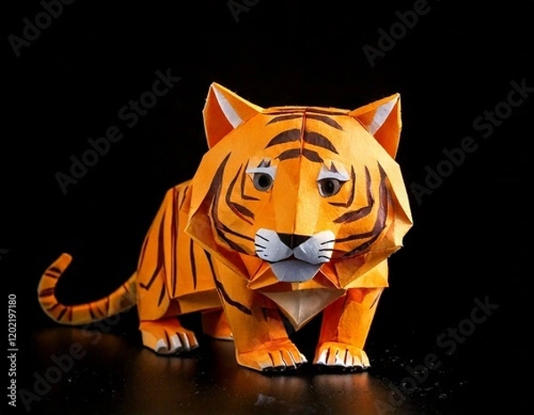 Obraz paper tiger on a black background