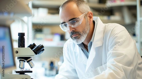 Fototapeta Scientist Analyzing Samples in Modern Research Laboratory