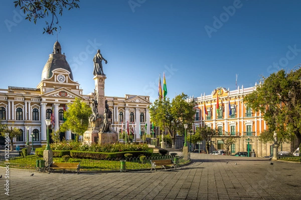 Obraz Plaza Murillo i Bolivian Palace of Government - La Paz, Boliwia