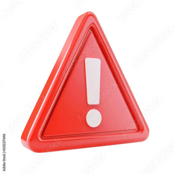 Fototapeta A 3D render icon representing an alert, isolated a transparent background.