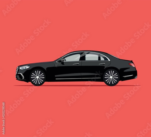 Obraz Modern car on a red background Vector illustration