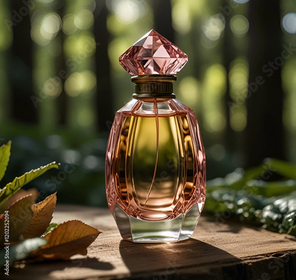 Obraz bottle of perfume on a wooden background