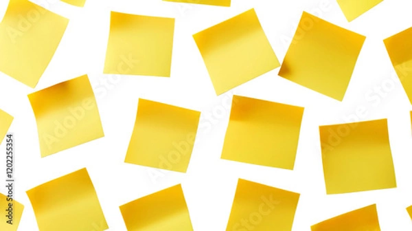 Fototapeta Yellow sticky note isolate on transparent background, PNG file