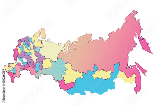 Fototapeta Colorful Russia Map A visually appealing map highlighting the federal districts of Russia