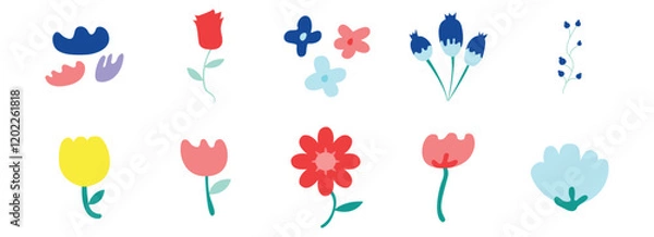 Fototapeta Cute Simple Flower Element Design. Easy To Edit. EPS 10