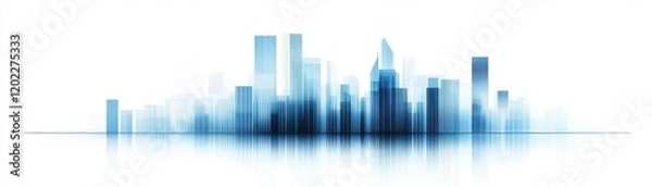 Fototapeta A modern city skyline design with a blue color gradient and abstract outline.