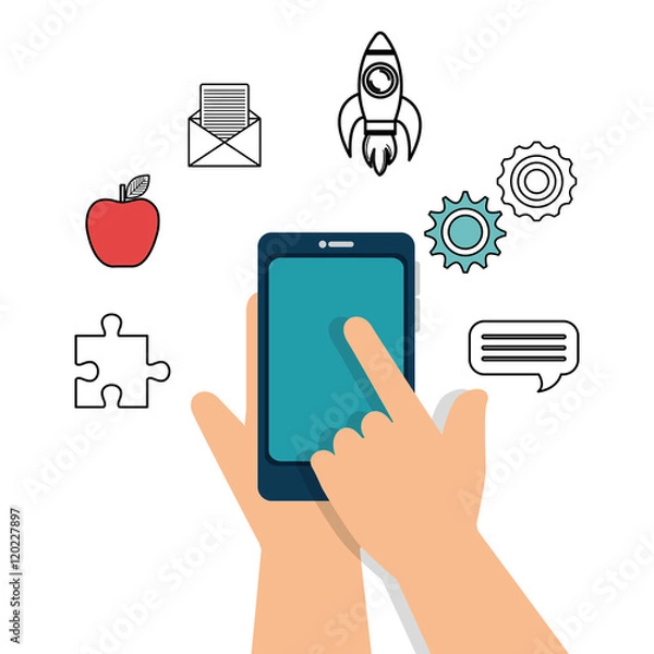Fototapeta smartphone school set elements design vector illustration eps 10