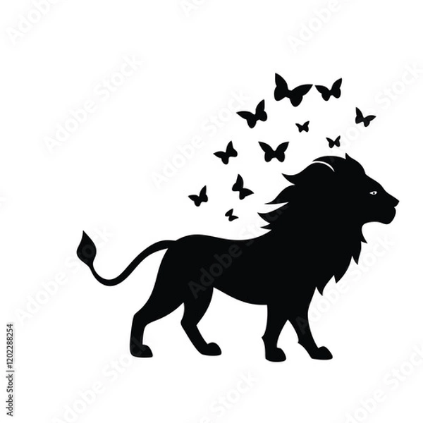 Obraz a lion and butterflies