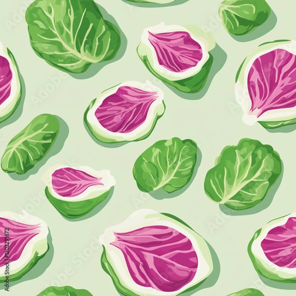 Fototapeta Pickled Cabbage continuous icon pattern, Pickled Cabbage repeating background