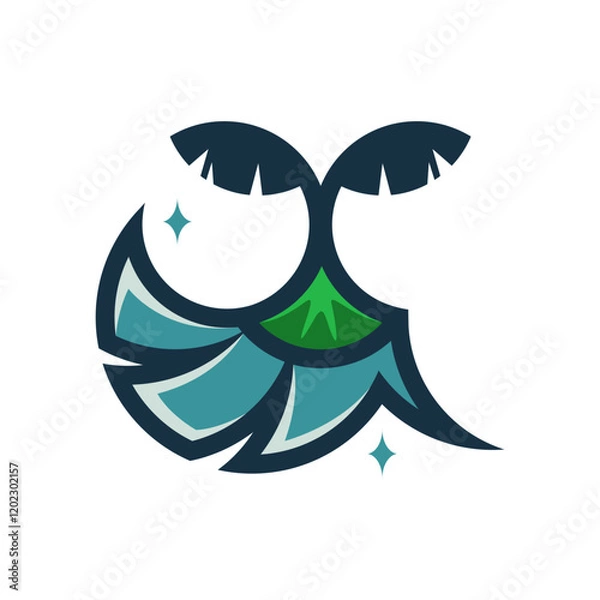 Obraz logo combination of mountains, coconut trees and brooms on a white background