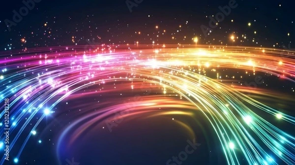 Fototapeta Abstract Colorful Light Trails and Glowing Particles