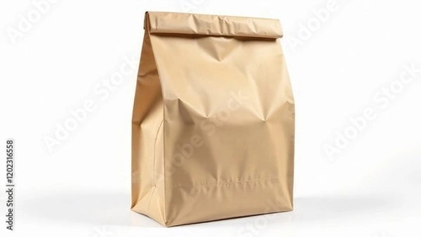 Fototapeta Beige craft packaging with charcoal on white background.