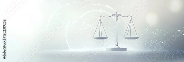 Obraz A sleek minimalist illustration depicting a legal professional, ideal for a LinkedIn cover. Emphasizes professionalism and sophistication in a modern style.
