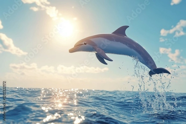 Fototapeta Joyful Dolphin Leaping from Ocean