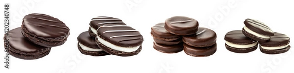 Fototapeta Peppermint patties isolated on transparent background, Set of